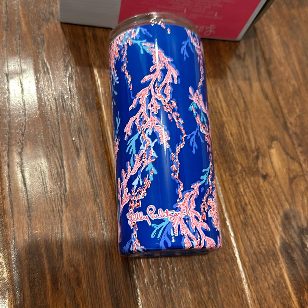 BNWT Lilly Pulitzer Slim Tumbler in Borealis Blue Swim on Over